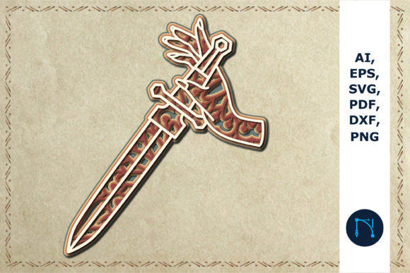 3d Layer Boho Knife in Hand SVG Cut File