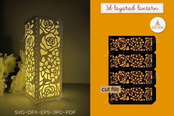 3D SVG Rose Lantern for Centerpieces