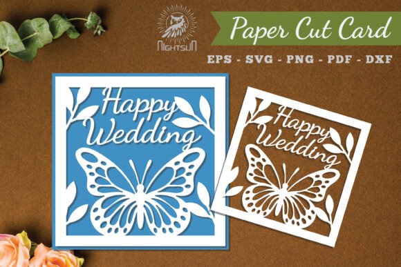3D SVG Wedding Papercut Card