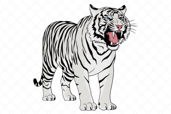 Albino Tiger SVG, Layered SVG Tiger, 006