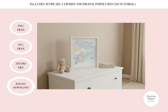 Baby Elephant Shadow Box SVG for Graphic Templates