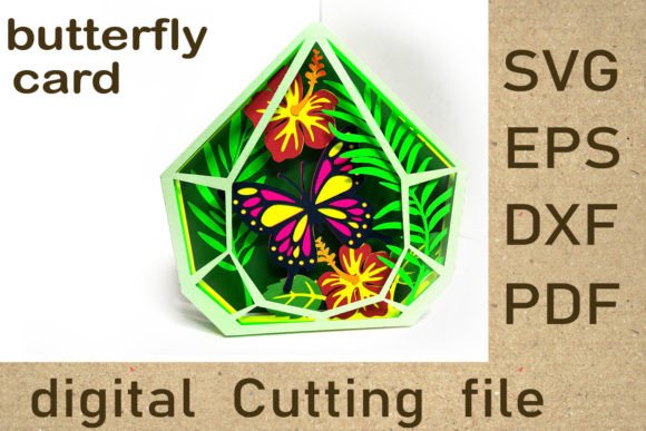 Butterfly Terrarium Card Pop Up Card SVG