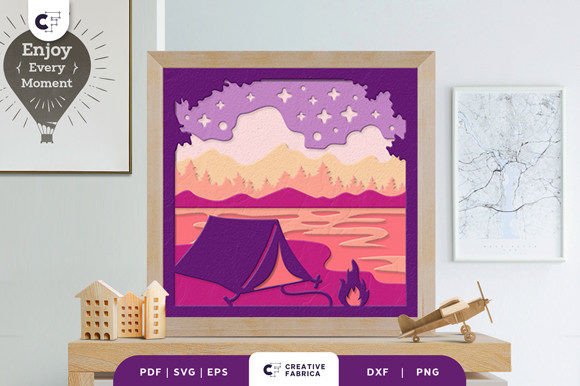 Camping 3D Paper Cut Light Box