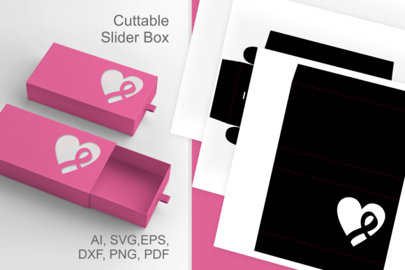 Cancer Awareness Ribbon in Heart Box SVG