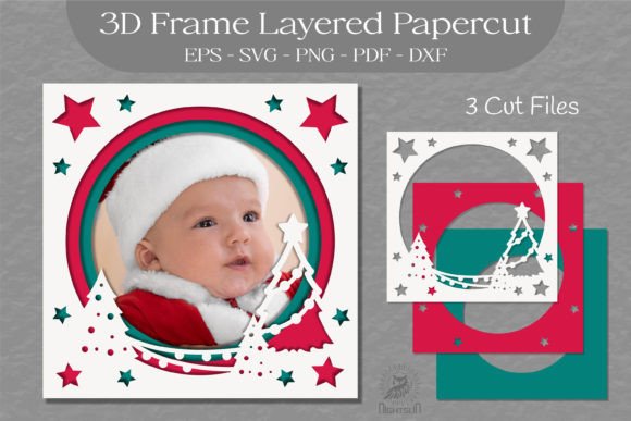 Christmas 3D Frame Layered SVG 1