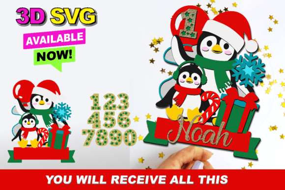 Cute Baby Penguin Christmas Cake Topper