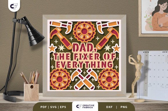 Dad, the Fixer of Everything Shadow Box 3D SVG