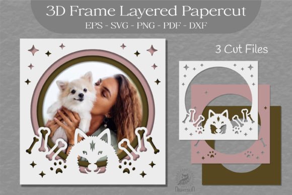 Dog 3D Frame Layered SVG 10