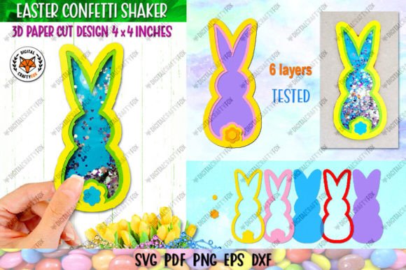 Easter Bunny Confetti Shaker, 3D SVG Shapes