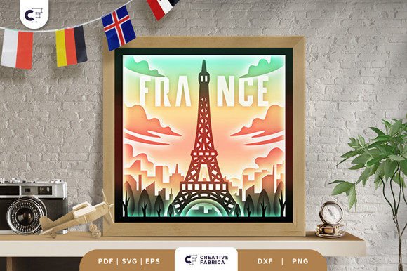 Eiffel Tower 3D Shadow Box SVG: Countries Design