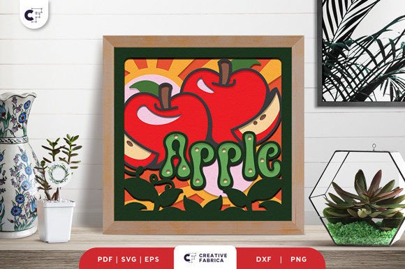 Groovy Apple Fruit 3D Shadowbox Papercut