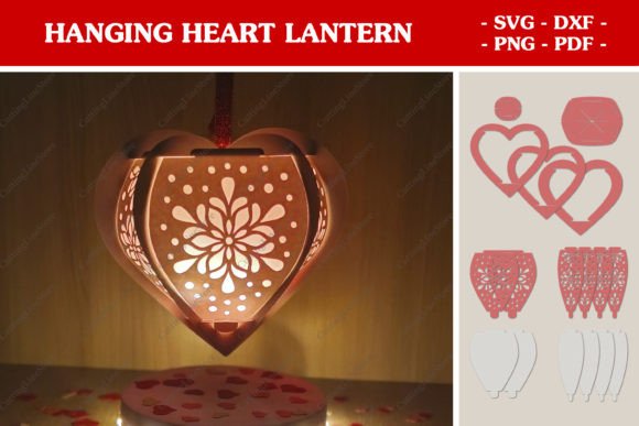 Hanging 3D SVG Heart Lantern for Shapes