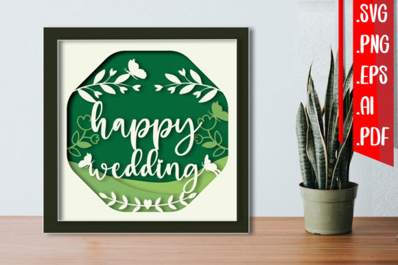 Happy Wedding Layered Papercut: Graphics for Crafts