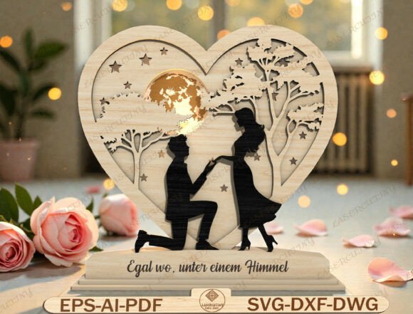 Heart Couple Engagement Shadow Box SVG Graphics