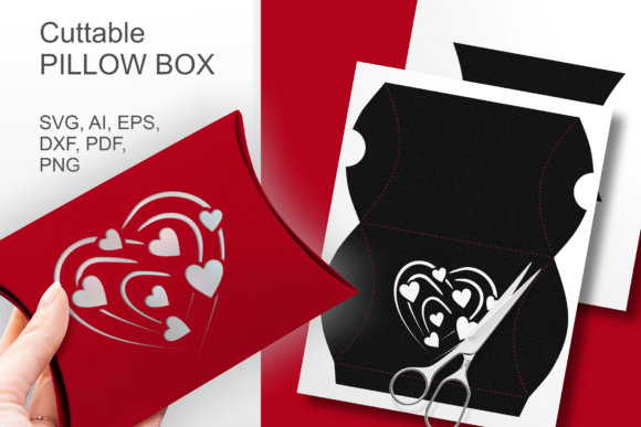 Hearts in Orbit Pillow Gift Box Template