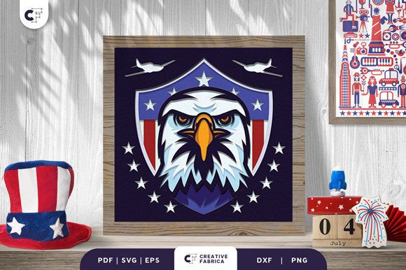 Military Eagle 3D SVG for Independence Day