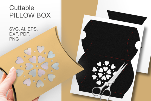 Round Hearts Flower Pillow Box Template