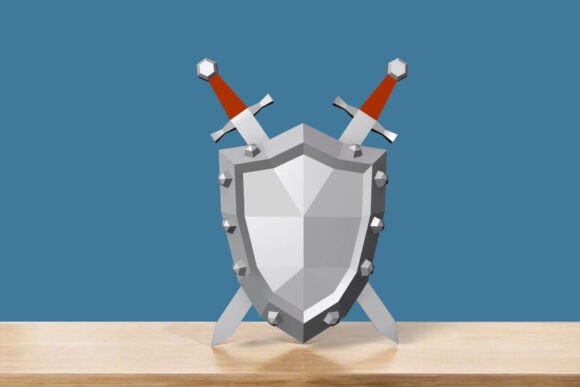 Shield and Sword - 3D SVG