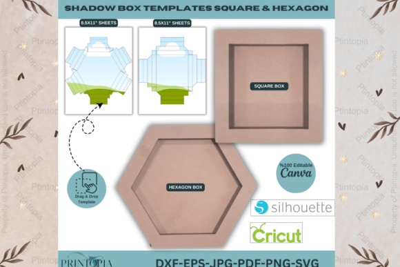 Square Hex Shadow Box SVG 124