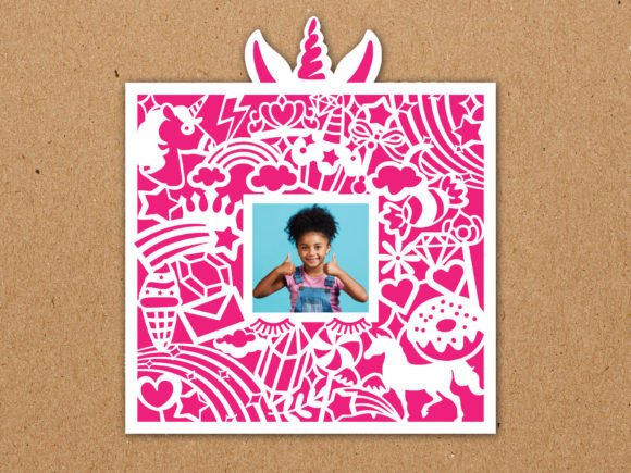 Unicorn Frame Paper Cut SVG: Graphics for Print Templates